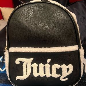 Juicy Couture Black backpack and wallet with Cream Sherpa detailing